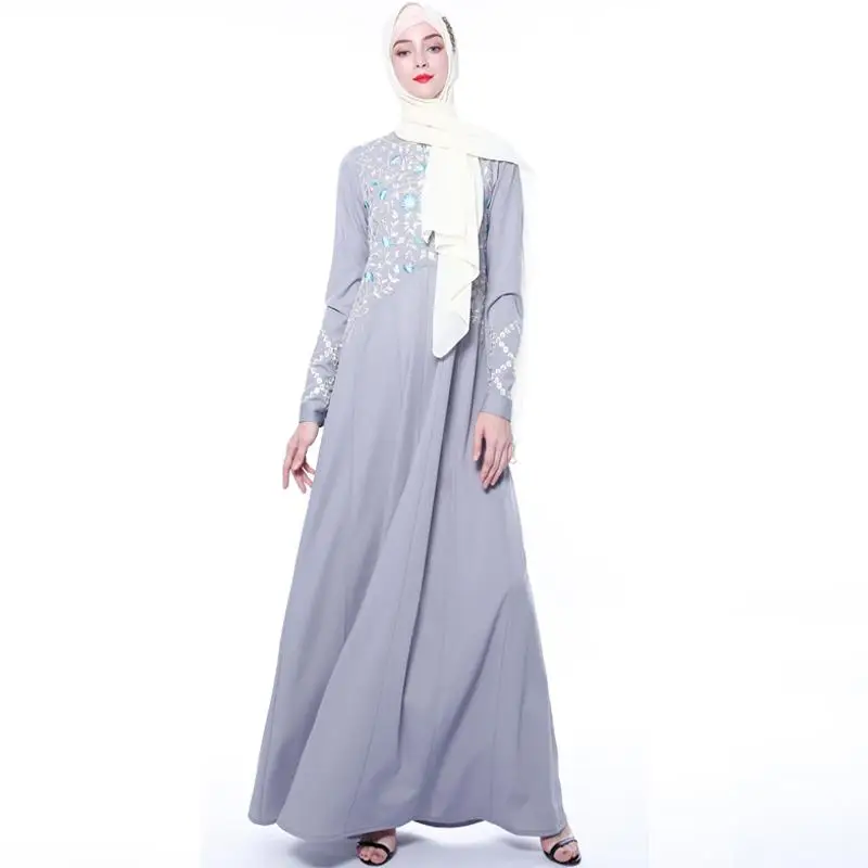 Abaya вышивка Дубайский мусульманский женское длинное платье-Кафтан Вечерние халаты Jilbab Коктейльная Исламская одежда Арабская Турция