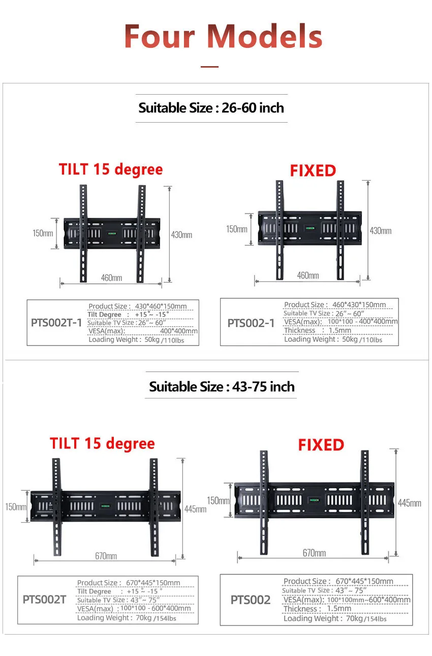 KAYQEE Universal Tilting and Fixing TV Stand LCD LED Ultra HD Plasma TV