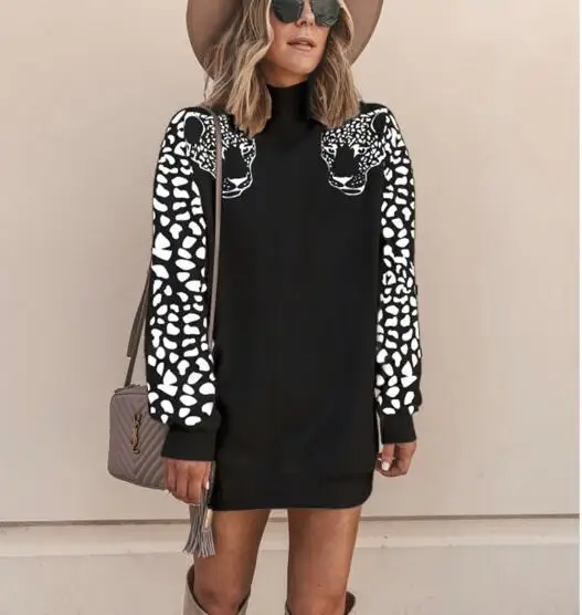 2022  Women Sweatshirts Leopard Print Long Sleeve Patchwork Casual Pullover Tops Spring Autumn Streetwear Sweatshirt Female