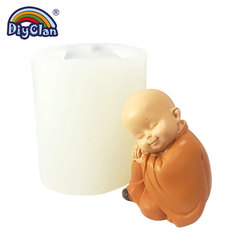 3D buddhistischer Mönch Silikonform DIY handgemachte Gips Ton Harz Kerzenherstellung Form Buddha Statu Keramik Handwerk Heimdekoration – Detail 5
