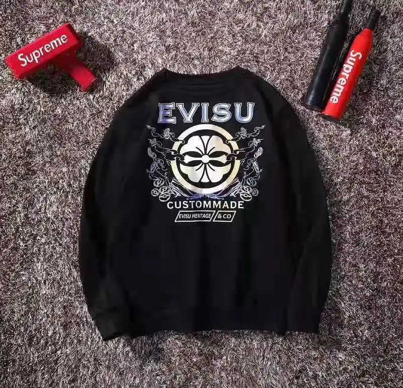Evisu Мужской Повседневный свитер с круглым вырезом теплая дышащая Модная хлопковая одежда с градиентным принтом и длинными рукавами для мужчин и женщин Одежда для влюбленных