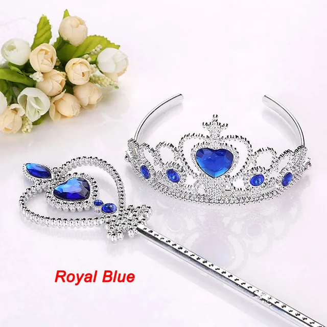 2 Piece/Set Princess Tiara Accessories Children Jewelry Tiara +  Magic Wands Girl Christmas Party Gift Festival Girls Headwear 3