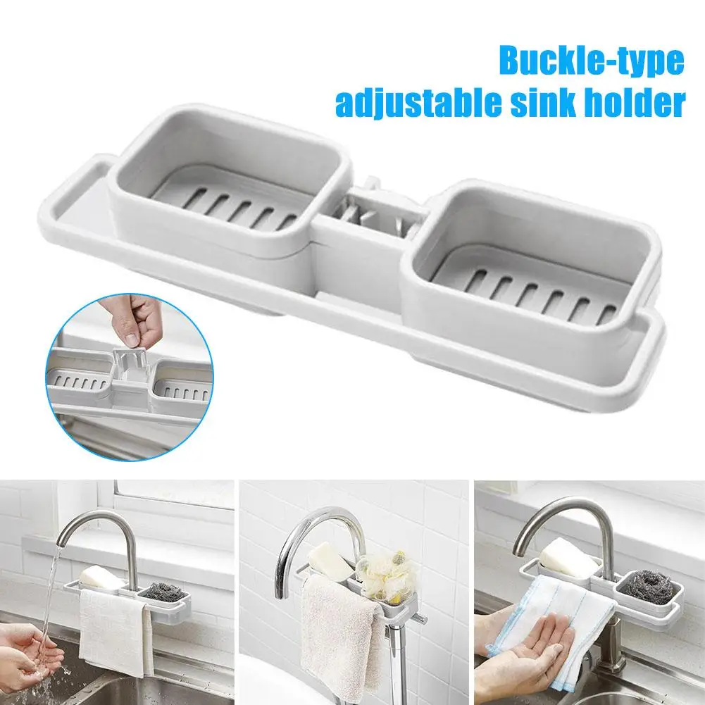 

Kitchen Sink Dish Plate Drainer Soap Sponge Storage Rack Shelf Tray Organizer