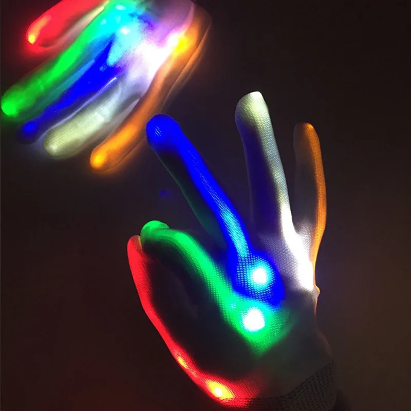 

Children Finger LED Flashing Colorful Gloves Glow Light Up Finger Lighting Xmas Dance Glove Party Popular Halloween Rave Gloves