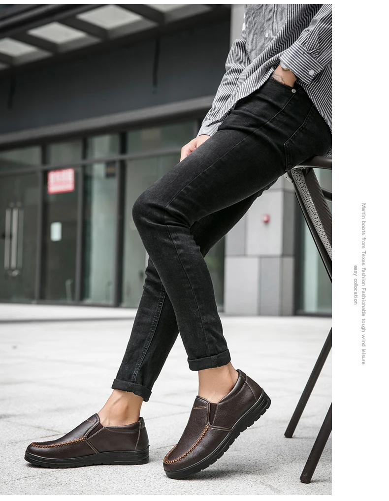 Men Loafers Light Leather Casual Shoes 2020 Autumn Male Outdoor Walking Shoes Comfortable Mens Sneakers Soft Loafers Mens Shoes