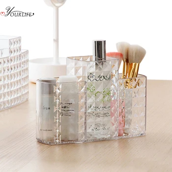 

OYOURLIFE Creative Transparent Makeup Box Dressing Table Rangement Makeup Organizer Desktop Cosmetic Storage Display Case