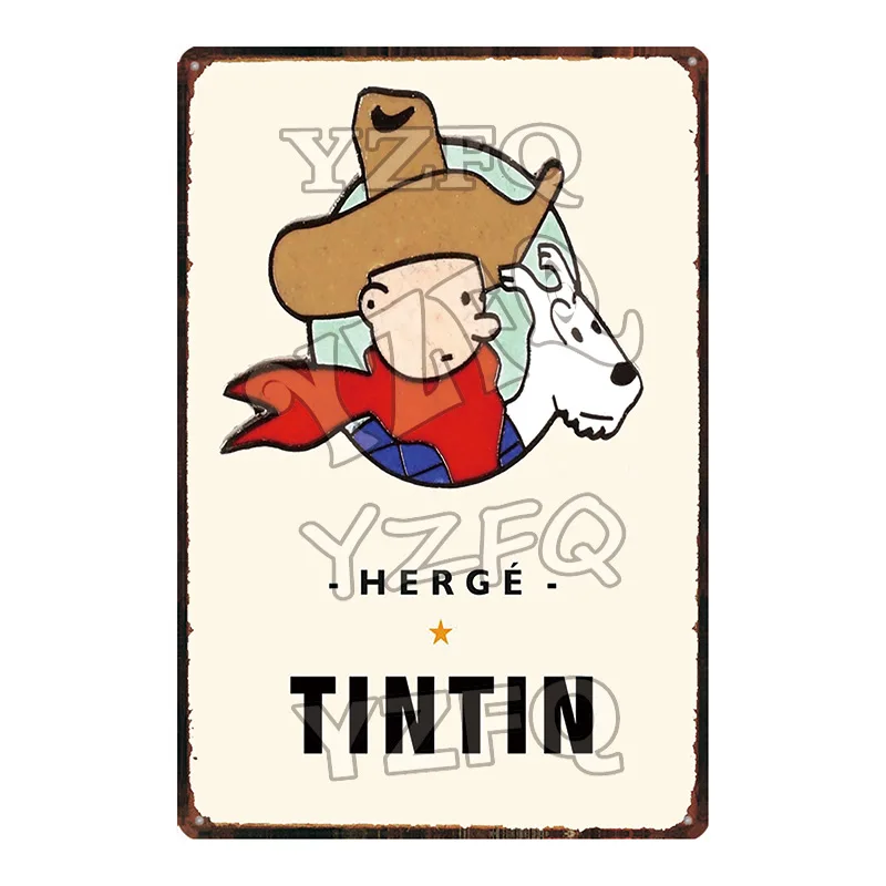 DU-5241 Tintin мультфильм жестяная вывеска металлическая тарелка потертый шик железная живопись детская комната настенный бар домашнее искусство Ремесло Декор 30X20 см DU-5237A - Цвет: DU-5241