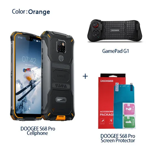 Add GamePad G1 DOOGEE S68 Pro, прочный телефон, IP68, водонепроницаемый, Helio P70, четыре ядра, 6 ГБ, 128 ГБ, Беспроводная зарядка, NFC, 6300 мА/ч, 12В, 2 А, зарядка, 5,9 дюймов, FHD - Цвет: Add GamePad G1