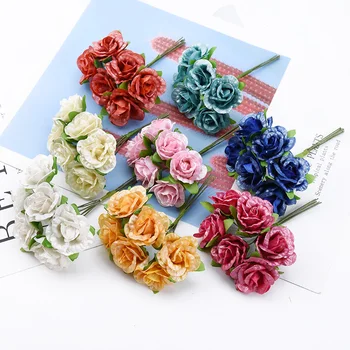 

6/18 Pieces Wedding decorative flowers wreaths diy gifts candy box christmas decorations for home artificial flowers wholesale