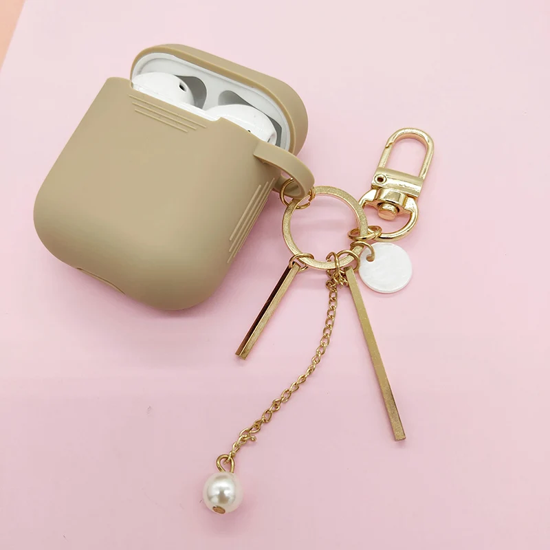 Милый жемчужный декоративный силиконовый чехол для Apple Airpods 2, чехол, аксессуары, Bluetooth наушники, коробка, крышка, беспроводные наушники, сумка, брелок