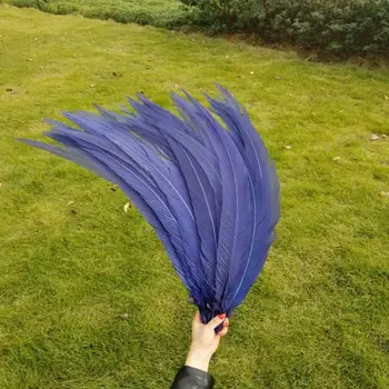 

Wholesale 50-100pcs Navy Natural silver chicken feathers 40-80cm/16-32 inch stage celebration DIY decoration
