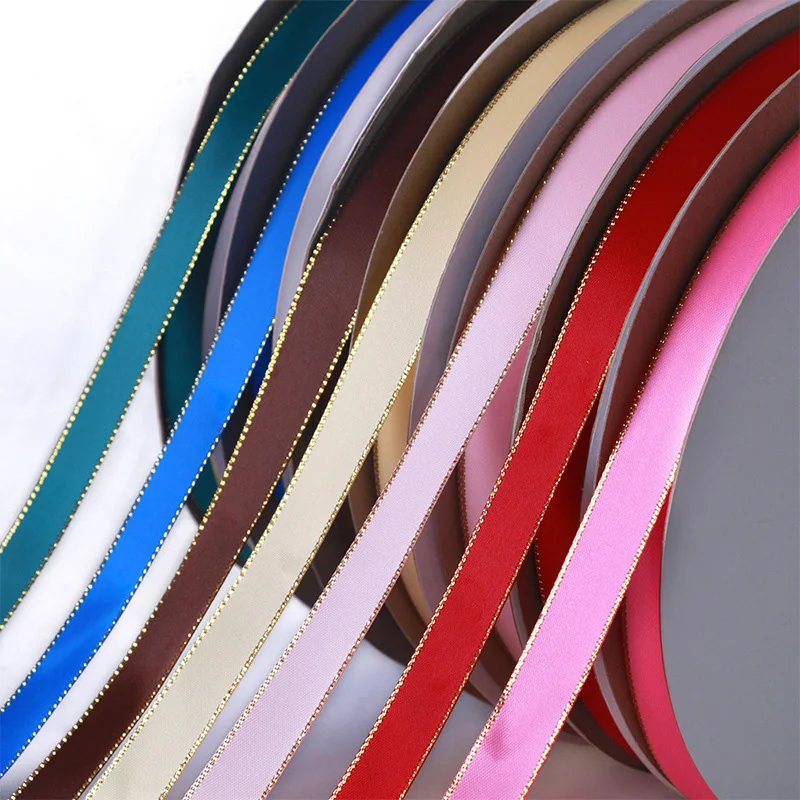 347 Teal 6mm 25 Yards -Ruban De Satin à Bord Doré, Ruban En Tissu 100% Polyester Pour Faire Des