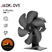 Home 6 Blade Wood Stove Fan Heat Powered Aluminum Alloy Eco Fireplace Fan Log Wood Burner Quiet Efficient Heat Distribution