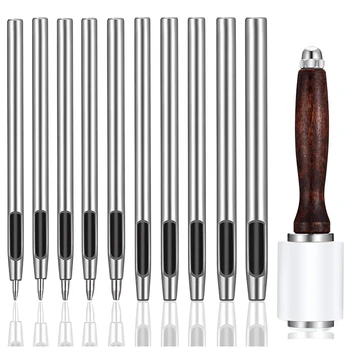 

11Pcs Leather Craft Carving Hammer Leather Hole Punch Cutter 0.5-5 mm Saddle Making Tools DIY Leather Craft Set