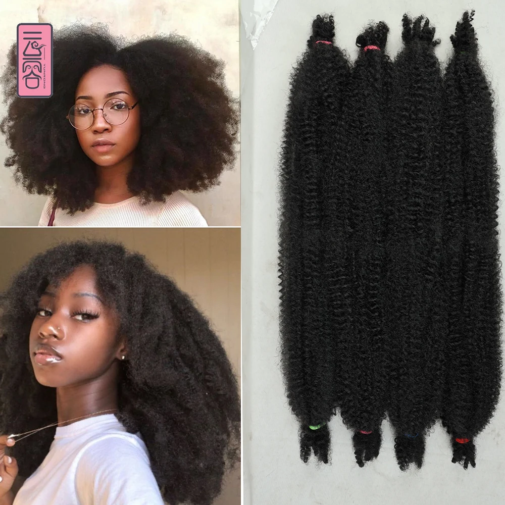 Yunrong Kinky Marley Braiding Hair Springy Afro Twist Crochet Hair Bulk Extensions Faux Locs Marely Braid For African Women