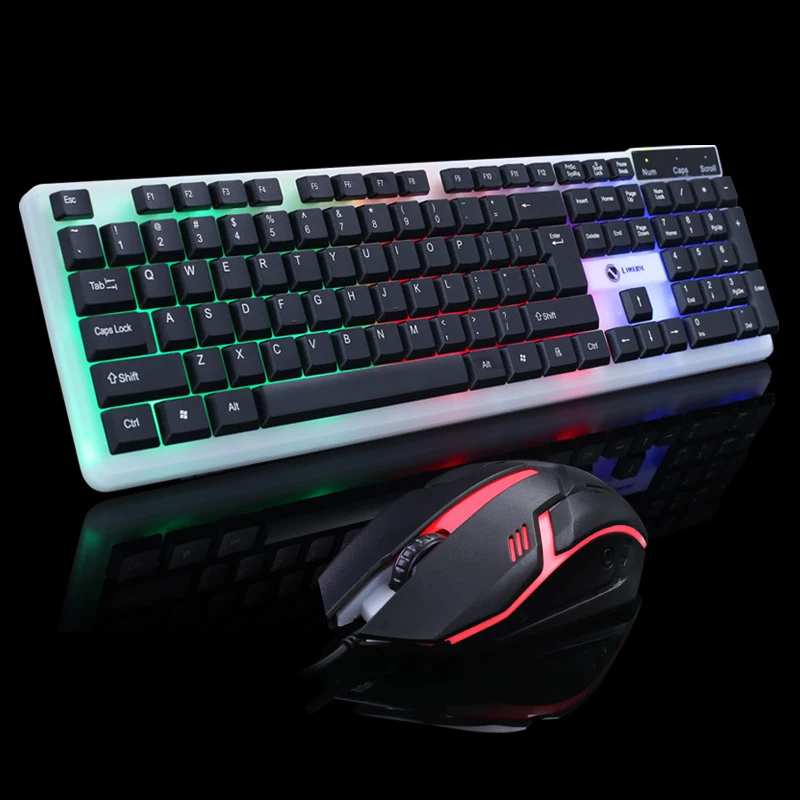 Mechanical Feel Keyboard Gaming Wired Mouse Sets 104 Button Illuminate Keyboard With Backlight PC Key board LED Keybord Mause