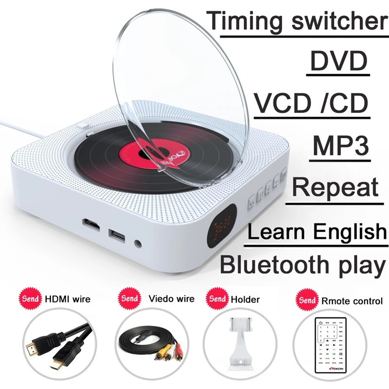 Kustron dvd-плеер с Hdmi 1080P выходом для ТВ настенный Bluetooth домашний аудио ящик с пультом дистанционного управления fm-радио Bluetooth