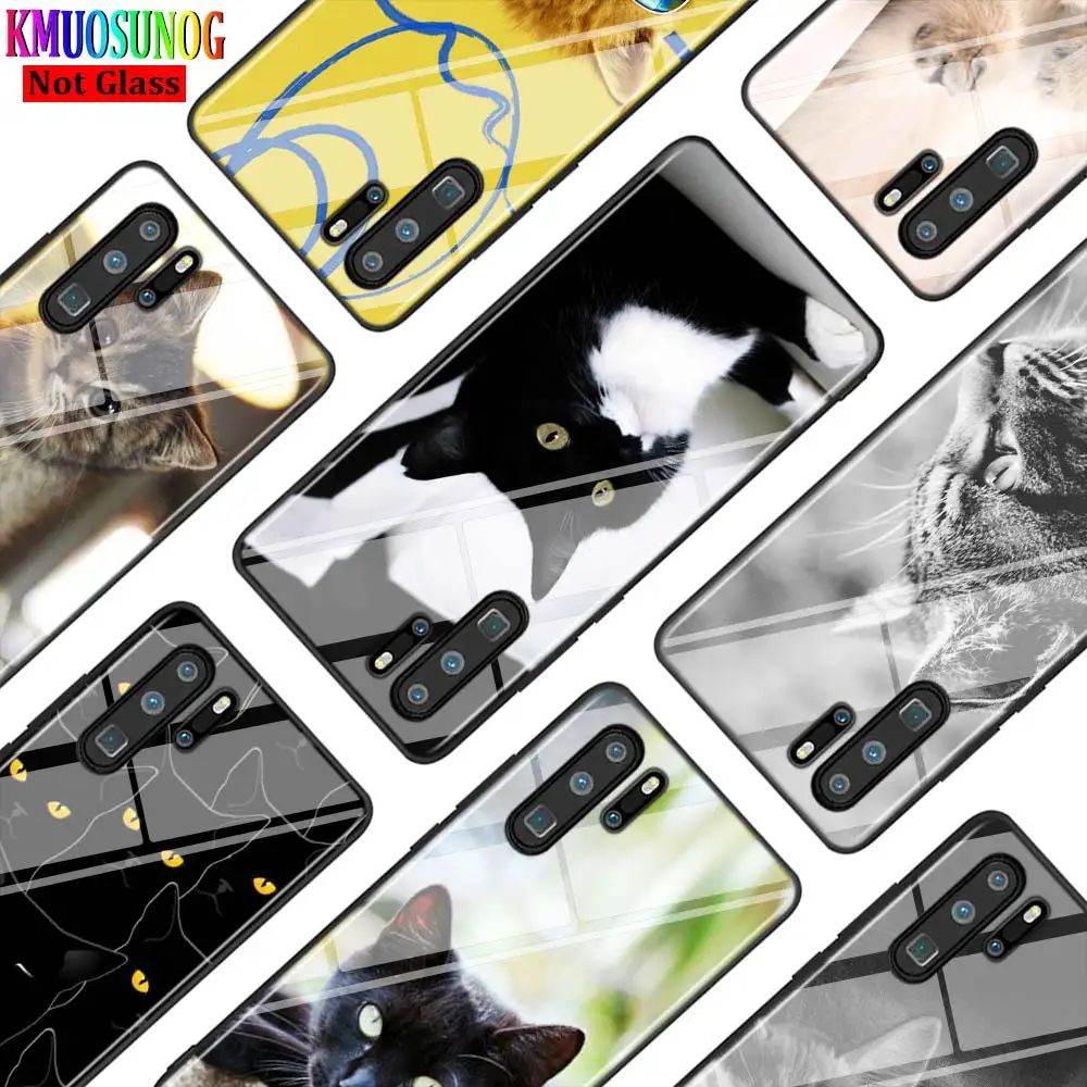 

Black Cute Cats for Huawei P Smart Z Plus 2019 P30 P20 Pro P10 P9 P8 Lite Plus Super Bright Black Phone Case