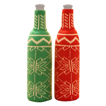 

Christmas Wine Bottle Covers Knitted Champagne Bottle Cover Wine Bottle Decoration New Year Party Decor Table Decor