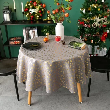 

Christmas tablecloth Gilded Snowflake Table Cloth New year's tablecloth Round Tablecloth Linen Tablecloth for table table cover