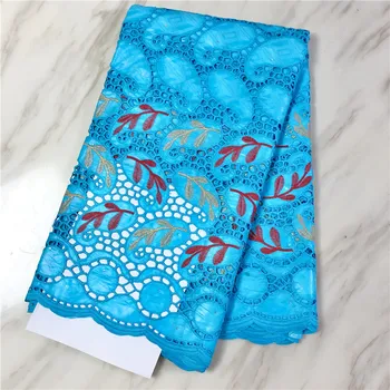 

2020 Swiss lace fabric 5 y Bazin Brode riche embroidery African 100% cotton fabrics Swiss voile lace popular Dubai style