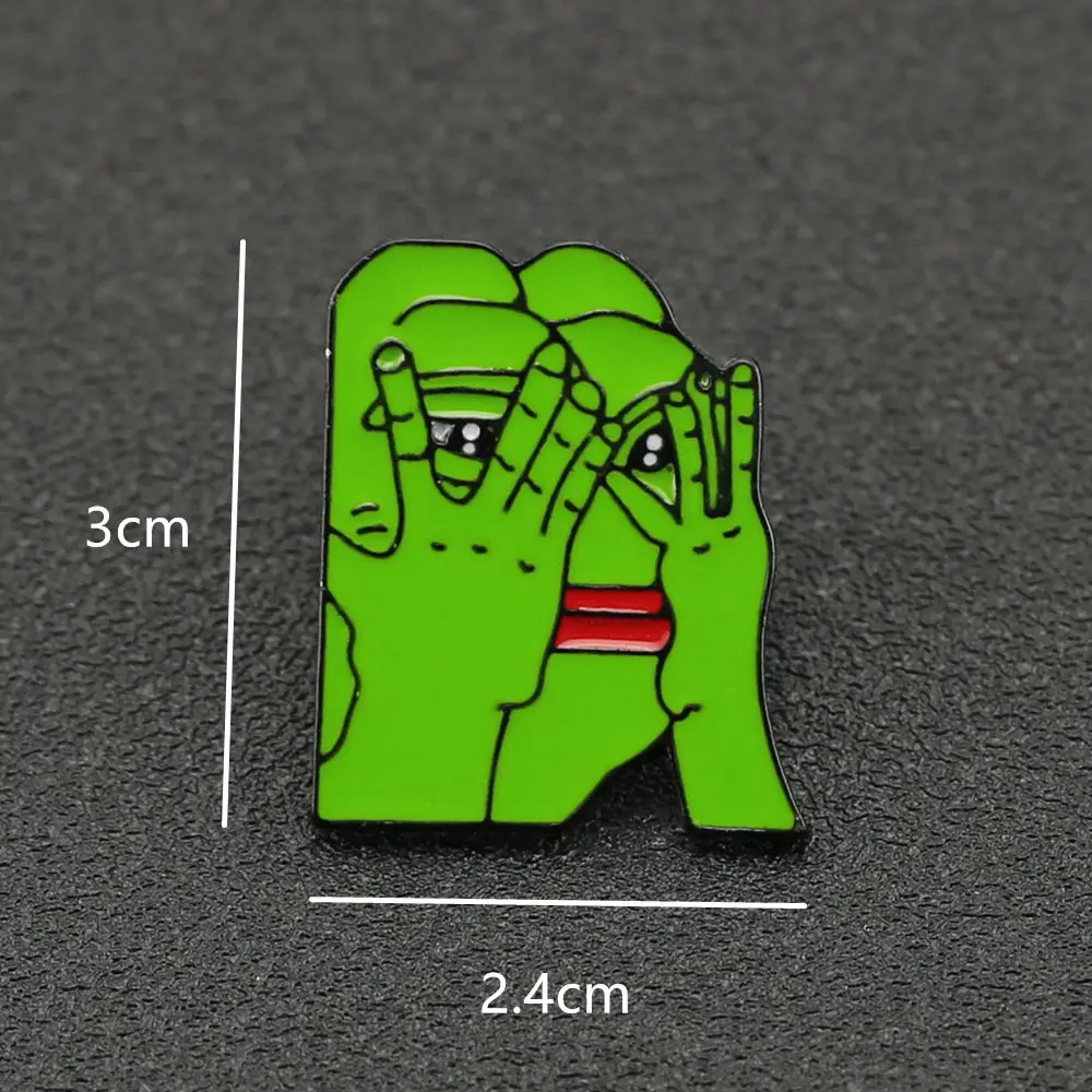 A Pepe Frog Brooch Pin Sad Funny Kermit The Frog Muppet Show Drink Beer Badge Popular Fashion Jewelry Feels Good Bad Man Wholesale - Окраска металла: A