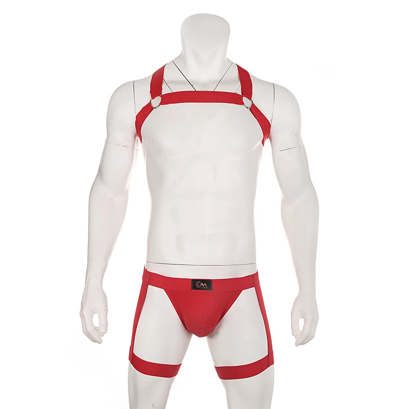 Cosplay Costume Mens Bondage Lingerie Underwear Men Sexy Harness Straps Bondage Leg Belt Lingerie Elastic Erotic Fetish Hollow Costume Set Hombre