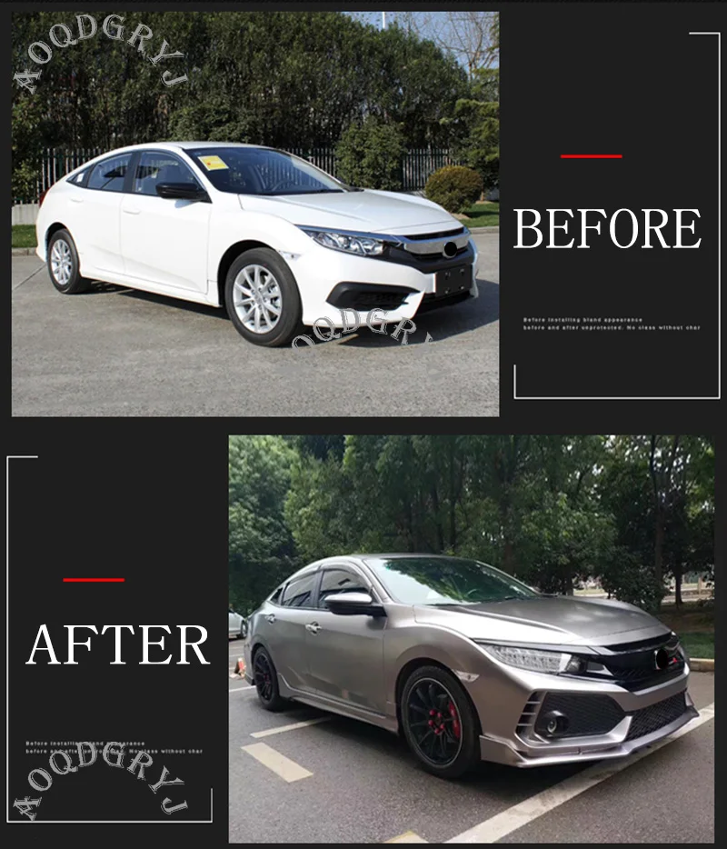 Неокрашенный набор кузова для модификации автомобиля обновленный TYPER style Honda 10th Gen