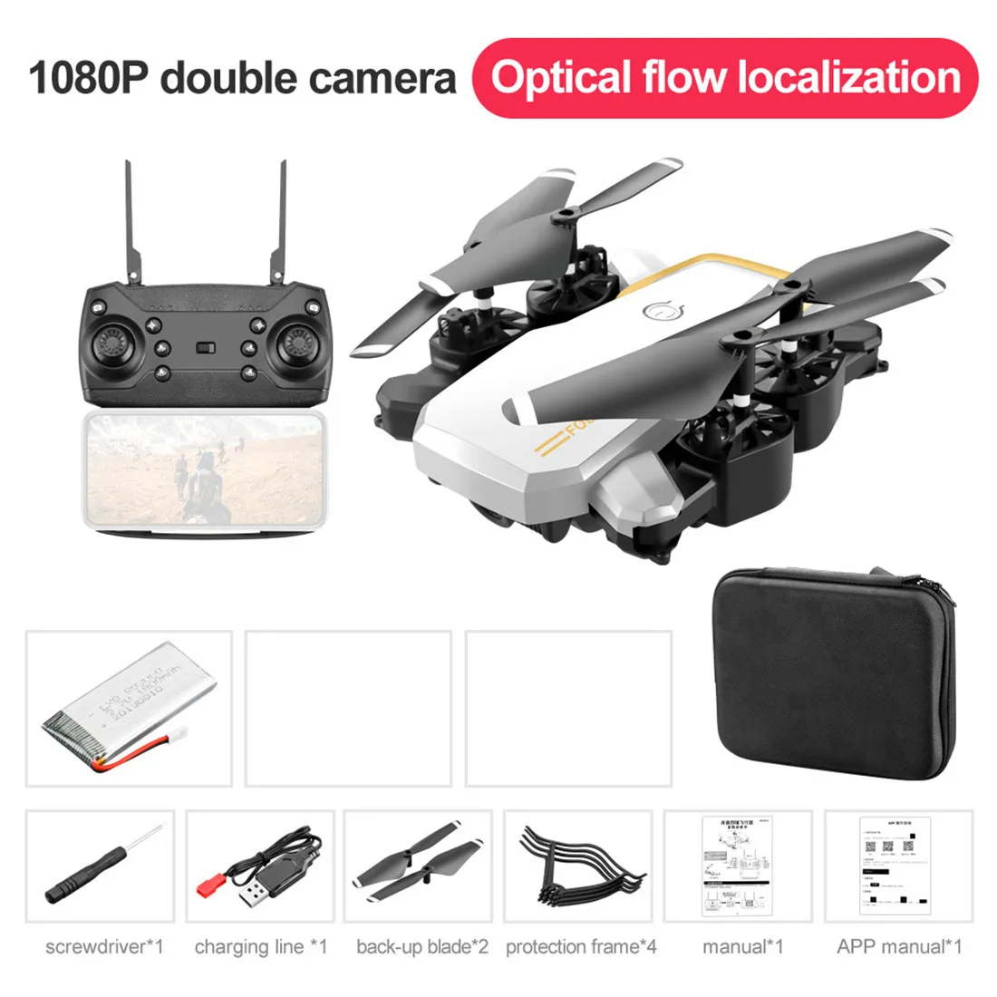 Профессиональный 4K Дрон LF609 двойная HD камера 1080P Wi-Fi FPV Follow Me долгое время полета 3D флип высота удержания складной Квадрокоптер VS E58 - Цвет: White Dual Cam Bag