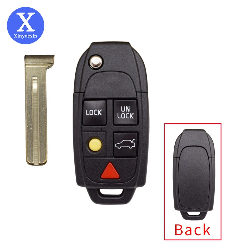 Xinyuexin New Replacement 5 Button Remote Flip Folding Key Shell for Volvo XC90 S60 V40 V70 S80
