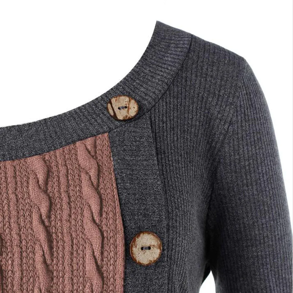 Зимний Однотонный свитер-туника размера плюс 5XL на пуговицах, женский теплый вязаный пуловер с длинным рукавом, женский джемпер, женские топы