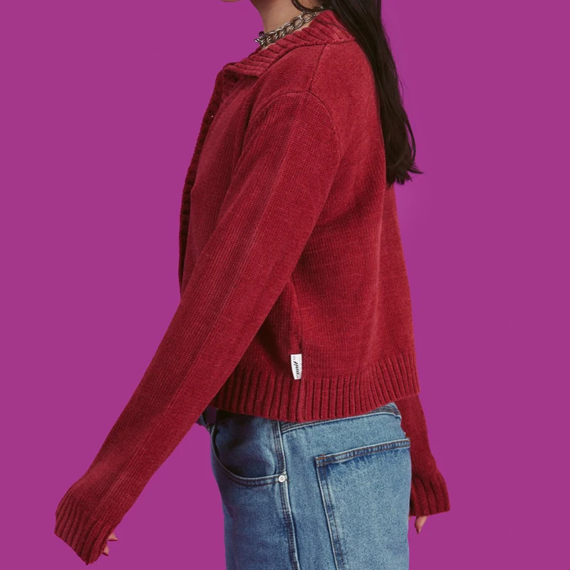 Autumn Winter Knitted Cropped Cardigan Jacket Coat Women Solid Chenille Sweater Streetwear Harajuku Girls Solid Cardigans