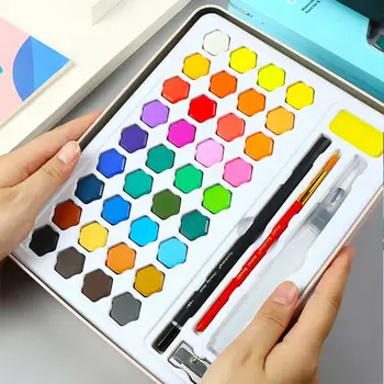 

1Box Watercolor Pigment Set 36-Color Watercolor Paint Student Hand-painted Portable Painting Set Iron Box Water Color Art Suppli