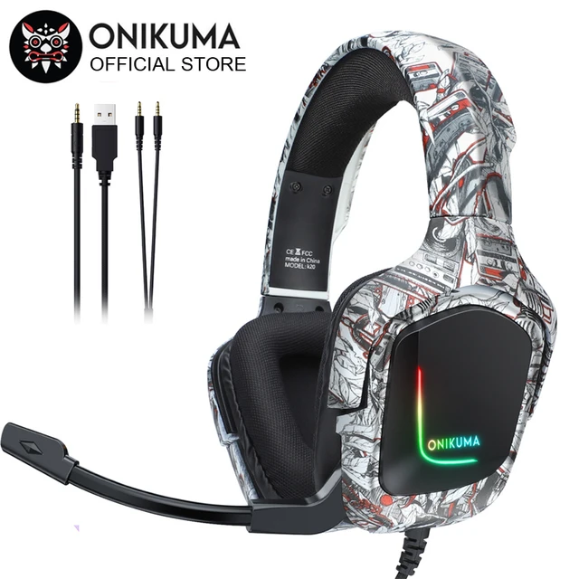 ONIKUMA K8 Gaming Headphones PS4 Headset Camouflage casque Wired PC Gamer  Stereo with Micro LED Lights For XBox One/Laptop