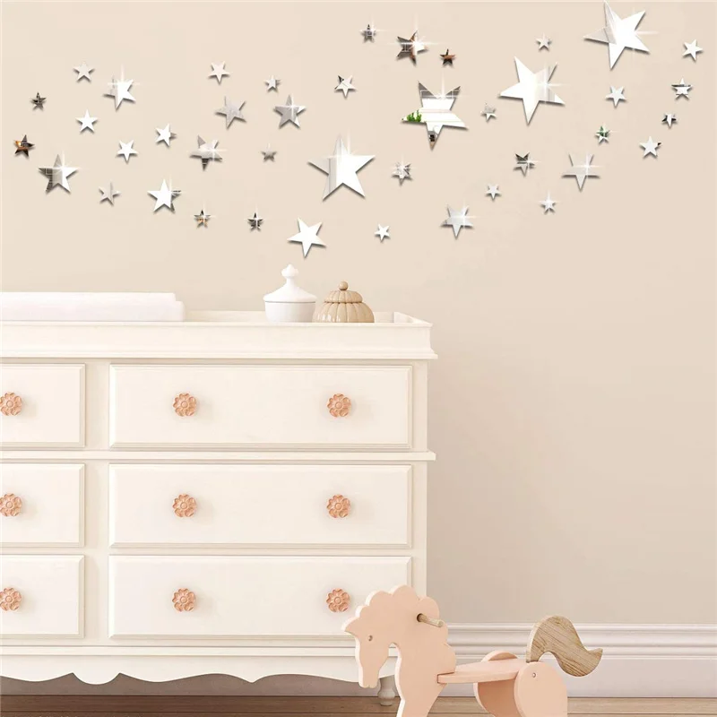 Acrylic Star Mirror Wall Sticker Reflective Waterproof Mirror Stickers Home Decor 40/20PCS