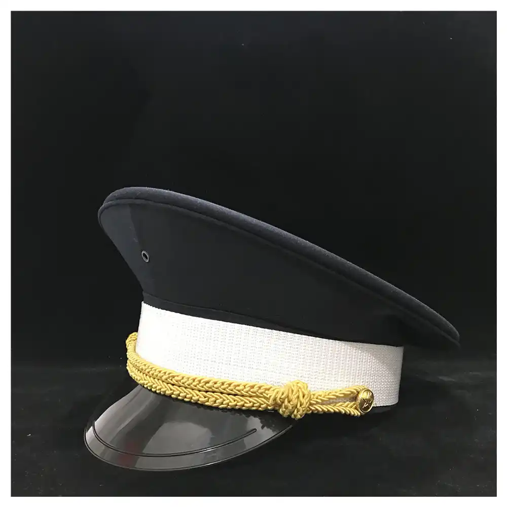 black pvc peaked military cap