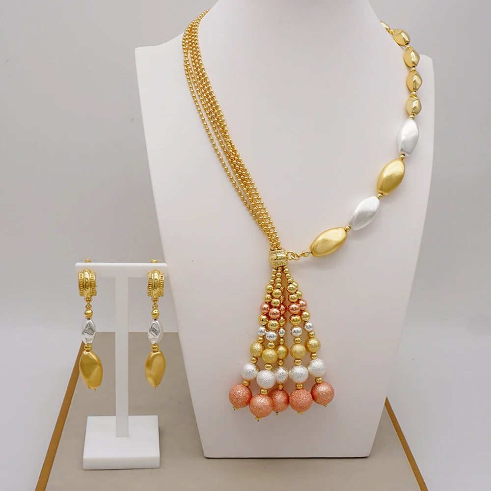 Parure De Bijoux Indienne/pakistanaise - Collier & Boucles D'oreilles Perles Bleues - Tenue De Fête - Neuf Sans Emballage