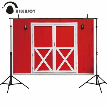 

Allenjoy photophone backdrop Christmas winter red barn vintage wood door cake smash photo studio background photocall photobooth