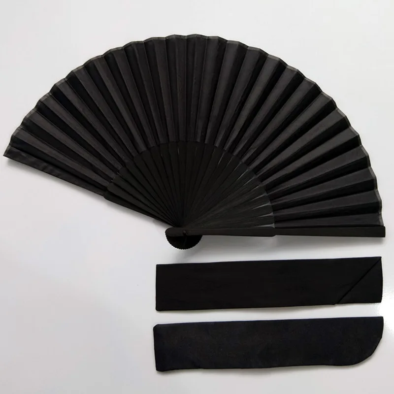 1pc fan and 1pc bag 1 шт. китайский стиль Черный винтажный складной Ручной Веер для поклонников танцев свадебной вечеринки новое поступление - Цвет: 1pc fan and 1pc bag