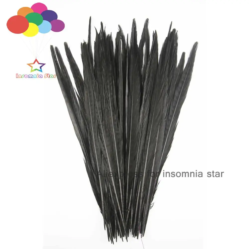 

100 Pcs/Lot Female Pheasant black Feathers Tail 25-35CM /10-14inches For Crafts Wedding Decorative feather trims Carnival Party