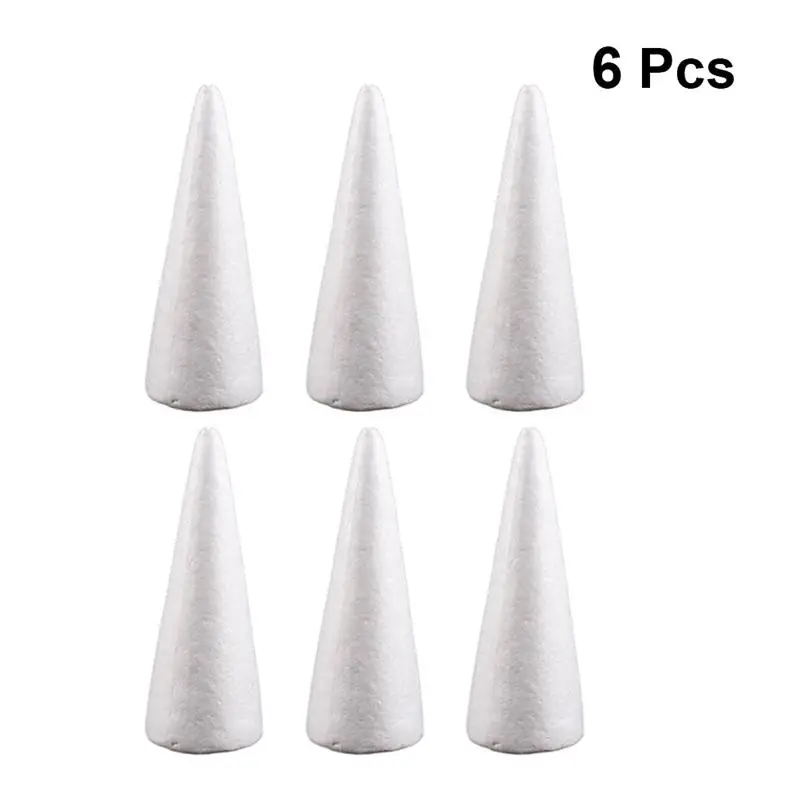 6pcs 24cm Различные белые твердые пены DIY конус дети ручной работы ремесло игрушки конус аксессуары для дома ремесло Рождество форма дерева игрушки - Цвет: 6pcs 24cm