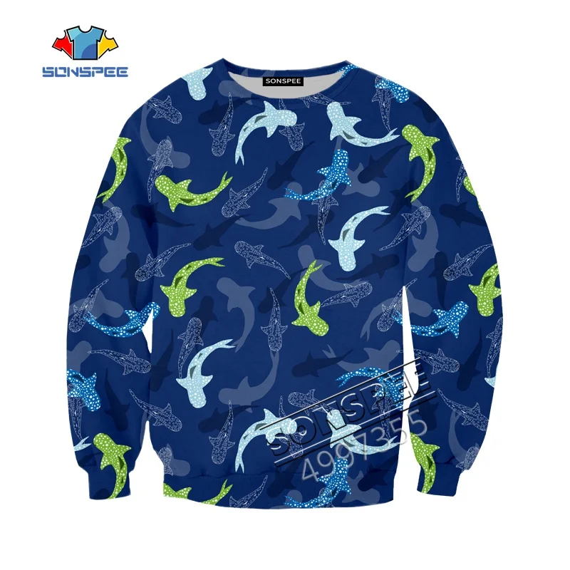 Sweatshirt Камуфляжная одежда в стиле Харадзюку с объемным рисунком акулы футболка для мальчиков и девочек-подростков детские топы, кавайные толстовки с капюшоном детские толстовки Новинка года, забавные - Цвет: Sweatshirt