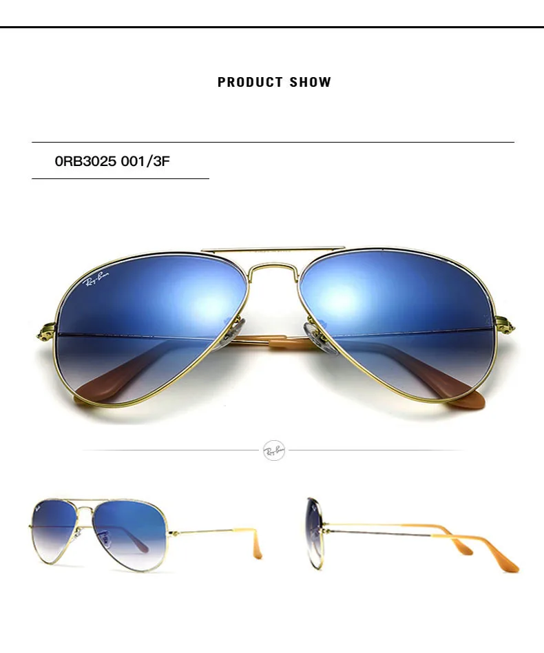 Авиатор Rayban RB3025 Солнцезащитные очки градиентные HD поляризованные мужские солнцезащитные очки Ray Ban RB3025