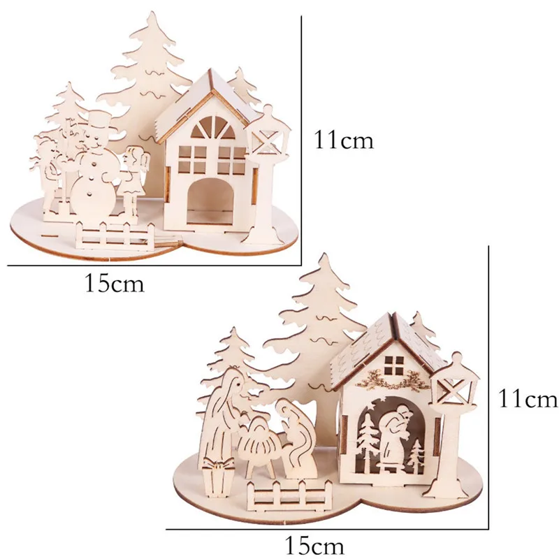 DIY рождественская деревянная игрушка рождественские вечерние настольные трёхмерная головоломка-пазл дом снеговика настольные детские игрушки украшения Новинка@ 5