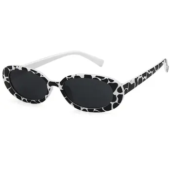 

New 2020 Sexy Cool Cow Color Oval Small Frame Sunglasses Women Trendy Sun Glasses Ladies Stripe Frame Vintage Brand Eyewear