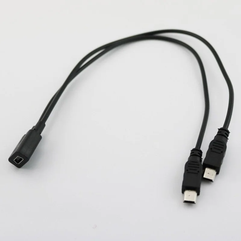 Mini USB 2.0 Female To Dual 2 Male Splitter Y Extension Charger Adapter Cable Each cable can accept 1.2A-1.5A Mini USB 2.0 Female To Dual 2 Male Splitter Y Extension Charger Adapter Cable Each cable can accept 1.2A-1.5A