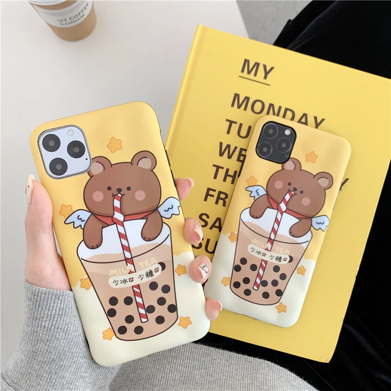 Милый чехол для телефона с рисунком панды и питья для пар, для Iphone 11, promax X Xs Max, чехол для Iphone 7, 8 plus, Xr, задняя крышка