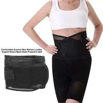 

Men Women Lumbar Support Brace Belt Breathable Comfortable Mesh Design 4 Steels Black Support Waist Protective Belt Massager