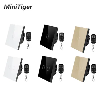 

Minitiger EU/UK Standard Remote Control Switch 2 Gang 1 Way RF433 Smart Wall Switch Wireless remote control touch light switch