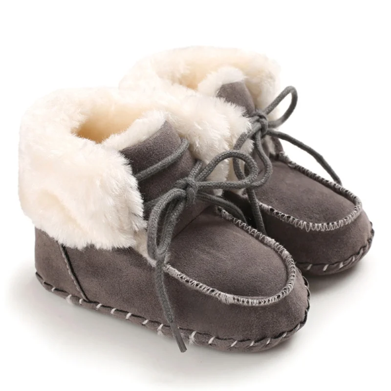 Обувь для новорожденных; теплые ботинки для новорожденных; зимняя обувь для маленьких мальчиков и девочек; меховые зимние ботиночки на мягкой подошве для детей 0-18 месяцев - Цвет: H